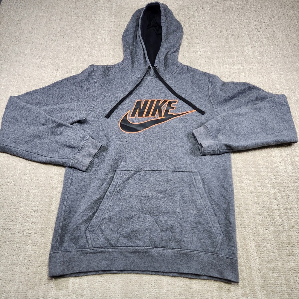 Nike‎ Hoodie Men Small Gray Futura Fleece Cotton Blend Training